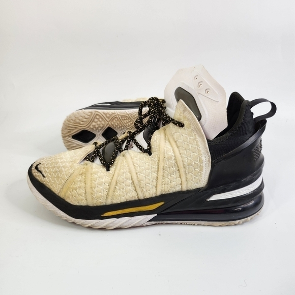 Nike LeBron XVIII 18 'Home' White Amarillo Black CQ9283-100 Men's Size 8.5 Shoes - Picture 5 of 16